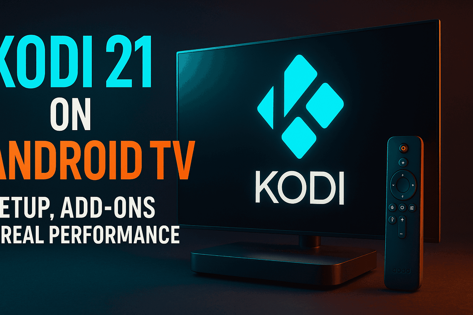 Kodi 21 Android TV setup running on a 4K streaming box with Estuary skin