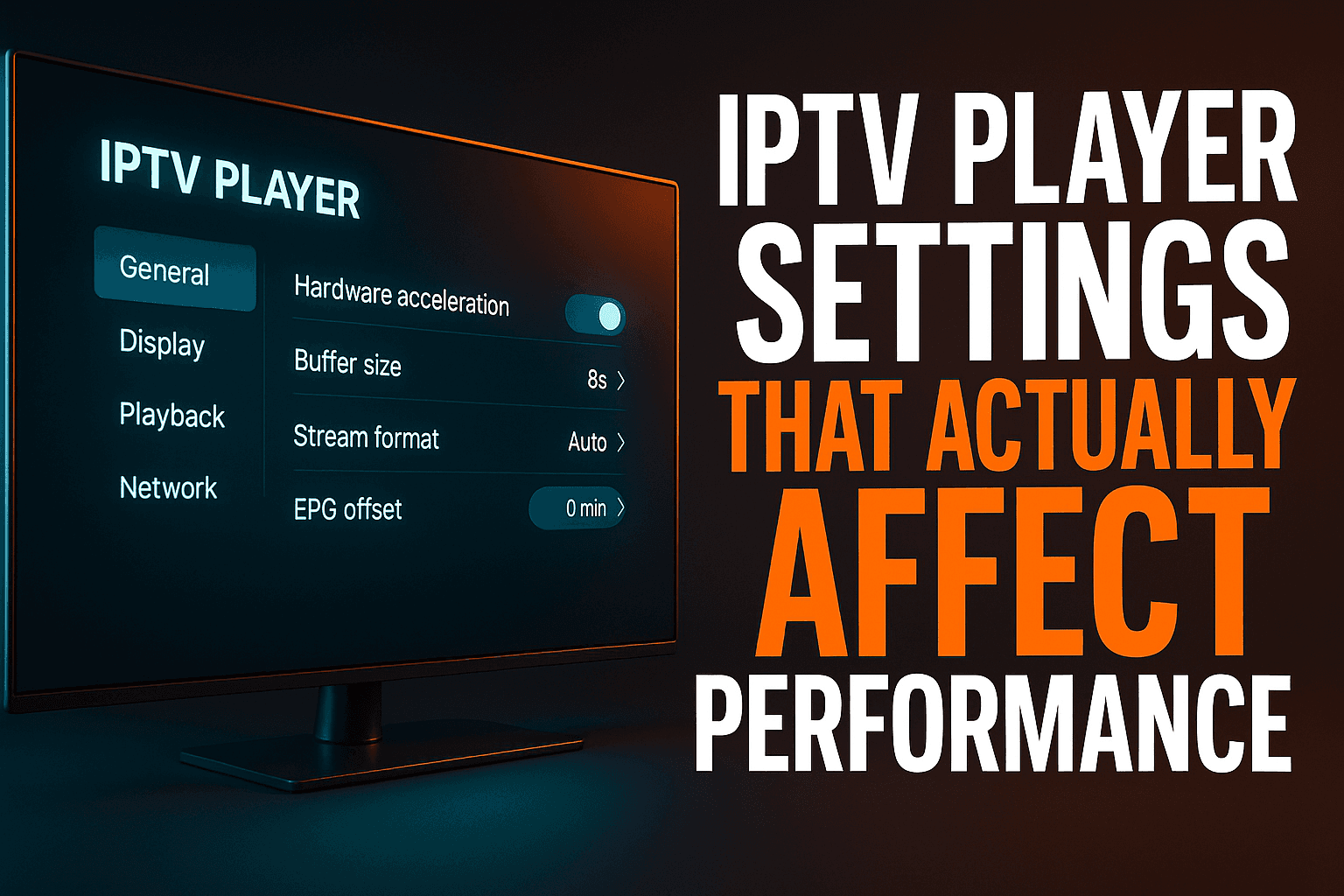 IPTV player settings for better performance shown on a Firestick and Android TV interface